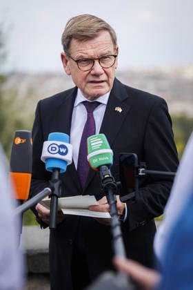 Johann Wadephul (CDU), Bundesaussenminister reist nach Italien, Aufnahmen entstanden waehrend eines Pressestatements, Rom, 02.10.2026. Fotografiert im Auftrag des Auswaertigen Amtes. Rom Italien Copyright: xAmreixSchulzx