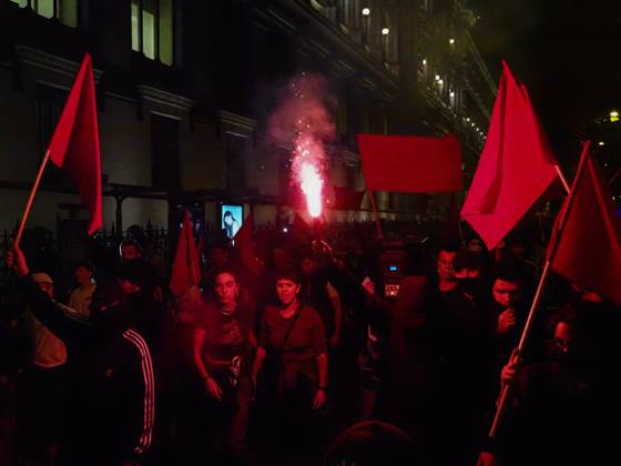 October 2, 2026, Madrid, Madrid, Spain: MADRID, SPAIN - October 02: Hundreds of people who remain camped in Puerta del Sol went out to march through the main streets of Madrid, passing through Calle AlcaloÂ¡, Plaza de Cibeles and Plaza de Neptuno, and returned to the encampment in Puerta del Sol shouting The fight goes on, whatever it takes Madrid Spain - ZUMAh199 20261002_zip_h199_015 Copyright: xAaronxHerediax