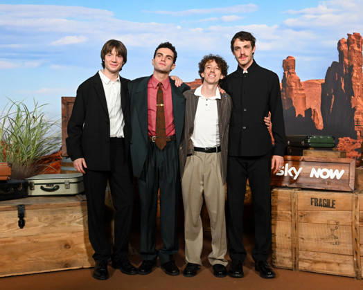 IPA89238539 - Milan, North, South, West, East, Evening: The Legendary Story of the 883, Season 2 Pictured: Matteo Maiolani, Ruben Aprea, Davide Calgaro, Elia Nuzzolo Copyright: xManuelexMangiarotti ipa-agency.netx xManuelexMangiarottix IPA89238539