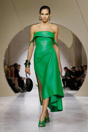 (261003) -- PARIS, Oct. 3, 2026 -- A model presents a creation from the Womenswear Spring Summer 2027 collections by Givenchy during the Paris Fashion Week in Paris, France, Oct. 2, 2026. ( Handout via Xinhua) FRANCE-PARIS-FASHION WEEK-GIVENCHY MeetEurope 