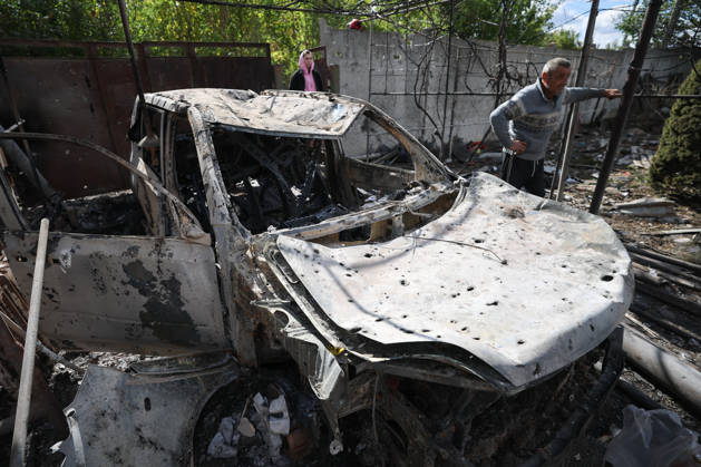 RUSSIA, DONETSK - OCTOBER 3, 2026: A house suffers damage from a drone strike on Donetsk s Kiyevsky District. Dmitry Yagodkin TASS  98712013