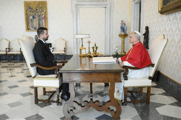 ITALY - PRIVATE AUDIENCE - VATICAN-2026 10 3 Italy, Rome, Vatican, 2026 10 3 Pope Leo XIV receives in a private audience S.E. il Signor Jakov Milatovic, President of Montenegro at The Vatican . EDITORIAL USE ONLY - NO BOOKS Copyright: xVATICANxMEDIA xCatholicxPressxPhotox