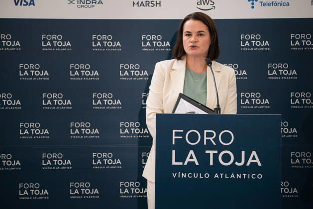 Third Day of the La Toja Vínculo Atlántico Forum Belarusian democratic opposition leader Svetlana Tikhanovskaya during the La Toja Vínculo Atlántico Forum on October 3, 2026, in O Grove, Pontevedra, Galicia, Spain. The La Toja Atlantic Link Forum is a renowned annual forum for debate and reflection focused on the defense of liberal democracy, the Atlantic link, and international cooperation. Founded in 2019 on the initiative of Josep Piqué, Amancio López Seijas, and the Hotusa Group, it brings together prominent political and business leaders, academics, and representatives of civil society on the island of La Toja. OCTOBER 3, 2026 Elena Ferná O Grove, Pontevedra, Galicia O Grove, Pontevedra, Galicia, Spain Copyright: xElenaxFernandezx 7817528