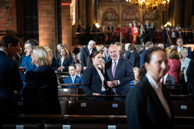 Ökumenischer Gottesdienst im Dom St. Petri Kai Wegner, amtierender Regierender Bürgermeister von Berlin mit seiner Lebensgefährtin Katharina Günther-Wünsch, amtierende Senatorin für Bildung, Jugend und Familie in Berlin;Offizielle zentrale Feierlichkeiten zum Tag der Deutschen Einheit 2026 in Bremen, Bremen Bremen Deutschland Innenstadt