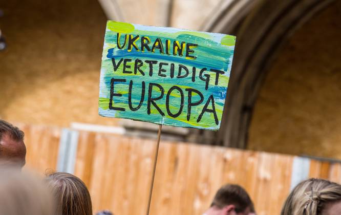 October 3, 2026, Munich, Bavaria, Germany: Coinciding with the Tag der Deutschen Einheit (Day of German Unity), Ukrainians in Munich, Germany not only celebrated the reunification of East and West Germany, they celebrated Ukrainian unity and made pleas to the world to avoid a humanitarian catastrophe and famine in Oleshky, a city in UkraineÃ¢â‚¬â ¢s Kherson region where some 6,000 civilians (with 200 children) are currently under complete isolation via a Russian blockade. Munich Germany  - ZUMAb160 20261003_abp_b160_013 Copyright: xSachellexBabbarx