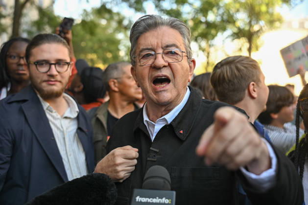 Jean-Luc MÃ lenchon, the LFI candidate in the 2027 presidential election, addresses the crowd on the sidelines of the 2026 Pride March in Paris on 3 October 2026 - 03 10 2026 - France Ile-de-France (region) Paris -  JulienxMattiax xLexPictorium LePictorium_0341765