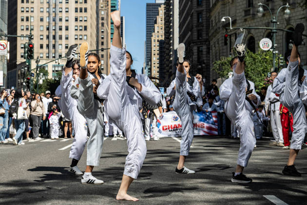 October 3, 2026, New York, New York, USA: Participants at the 2026 NYC Korean Parade perform karate moves for spectators. New York USA - ZUMAh214 20261003_znp_h214_025 Copyright: xSDxHerzogx