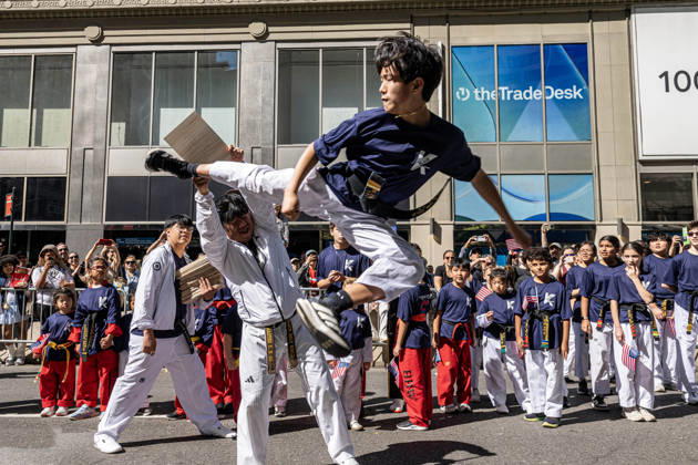October 3, 2026, New York, New York, USA: Children from a karate group participating in the 2026 NYC Korean parade perform karate moves for spectators. New York USA - ZUMAh214 20261003_znp_h214_028 Copyright: xSDxHerzogx