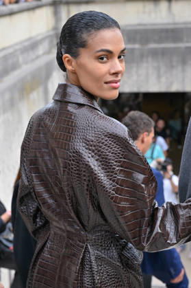 PFW Elie Saab Outside Arrivals Tina Kunakey arriving at the Elie Saab show during Paris Fashion Week, in Paris, France on 3 October 2026. Photo by Julien Reynaud APS-Medias ABACAPRESS.COM Paris France  Copyright: xReynaudxJulien APS-Medias ABACAx
