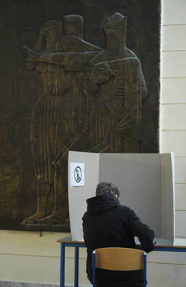 Voters cast ballots in Sarajevo as Bosnia and Herzegovina holds general elections SARAJEVO, BOSNIA AND HERZEGOVINA - OCTOBER 04: Voters cast their ballots as polling stations open for the 2026 General Elections in Sarajevo, Bosnia and Herzegovina on October 04, 2026. The nationwide vote features the inaugural use of new electoral technologies, including biometric voter identification, optical ballot scanners, and automated result transmission systems. Citizens are voting to elect members of the tripartite Presidency of Bosnia and Herzegovina, deputies to the Parliamentary Assembly, the Federation of BiH Parliament, the President and Vice Presidents of Republika Srpska, the National Assembly of Republika Srpska, and cantonal assemblies. Sami Copyright: x2026xAnadoluxSamirxJordamovicx