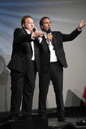 Oliver Kalkofe und Peter Rütten bei der Weltpremiere der ersten Folge der neuen SchleFaZ-Staffel auf Großbildleinwand Geisterjäger John Sinclair - Die Dämonenhochzeit im Ernst-Reuter-Saal. Berlin, 03.10.2026