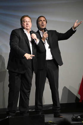 Oliver Kalkofe und Peter Rütten bei der Weltpremiere der ersten Folge der neuen SchleFaZ-Staffel auf Großbildleinwand Geisterjäger John Sinclair - Die Dämonenhochzeit im Ernst-Reuter-Saal. Berlin, 03.10.2026