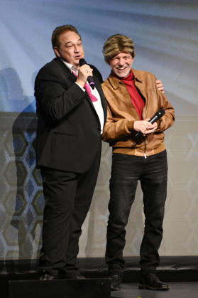 Oliver Kalkofe und Dietmar Wunder bei der Weltpremiere der ersten Folge der neuen SchleFaZ-Staffel auf Großbildleinwand Geisterjäger John Sinclair - Die Dämonenhochzeit im Ernst-Reuter-Saal. Berlin, 03.10.2026