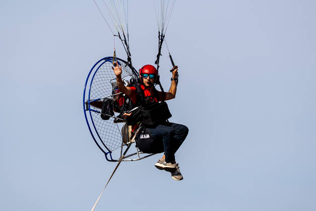 TEKNOFEST Southeast in Turkiye s Sanliurfa SANLIURFA, TURKIYE - OCTOBER 4: A paramotor demonstration is held during the Aviation, Space and Technology Festival (TEKNOFEST), world s largest aviation, space, and technology festival at the Sanliurfa GAP Airport for its 15th edition in Sanliurfa, Turkiye on October 4, 2026. Arman Onal Anadolu Sanliurfa Turkey. Editorial use only. Please get in touch for any other usage.  Copyright: x2026xAnadoluxArmanxOnalx