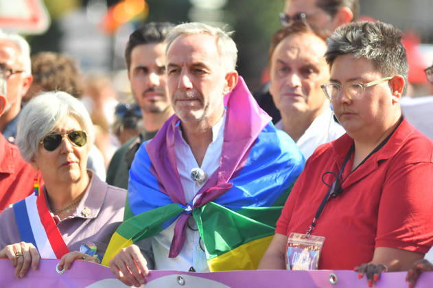Politics At Paris Pride March - France Emmanuel Gregoire, Mayor of Paris, attends the Pride Parade to defend the rights of LGBTQ individuals, marching from Place d Italie to Bastille in Paris, France on October 3, 2026 Photo Ait Adjedjou Karim ABACAPRESS.COM Paris France  Copyright: xAitxAdjedjouxKarim ABACAx