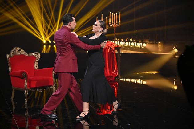 IPA89293262 - Rome: Rai Saxa Rubra Studios. First episode of *Dancing with the Stars*. Pictured: Ornella Muti and Pasquale La Rocca  Copyright: xMaurizioxD Avanzox xMaurizioxDxAvanzox IPA89293262