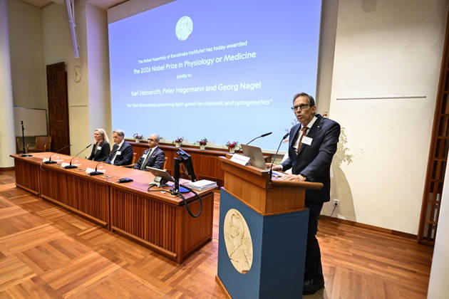 Karl Deisseroth, Peter Hegemann, and Georg Nagel have been awarded the 2026 Nobel Prize in Physiology or Medicine, as announced during a press conference at the Nobel Forum at Karolinska Institutet in Stockholm, Sweden, on October 5, 2026 STOCKHOLM SWEDEN x10050x  Copyright: xPontusxLundahl TTx SWEDEN NOBEL PRIZE 2026 PHYSIOLOGY OR MEDICINE t2HktnbzXng