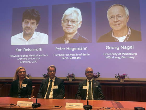 Deisseroth, Hegemann and Nagel win the 2026 Nobel Prize in Medicine STOCKHOLM, SWEDEN - OCTOBER 5: The 2026 Nobel Prize in Physiology or Medicine is awarded to US scientist Karl Deisseroth, German scientists Peter Hegemann and Georg Nagel for their discoveries concerning light-gated ion channels and optogenetics, in Stockholm, Sweden, on October 5, 2026. Atila Altuntas Anadolu Stockholm Sweden. Editorial use only. Please get in touch for any other usage.  Copyright: x2026xAnadoluxAtilaxAltuntasx
