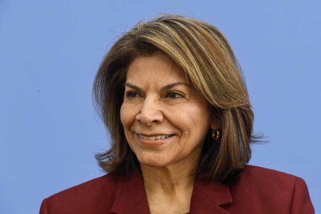 ABB BPK- mit Laura Chinchilla Miranda, Staatspraesidentin a.D. Costa Rica und Co-Vorsitzende der ENSK Pressekonferenz zu Zusammensetzung prioritären Themen der Entwicklungspolitischen Nord-Sued-Kommission auf der BPK Bundespressekonferenz in Berlin am 05.10.2026 Berlin Deutschland