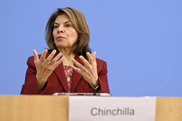 ABB BPK- Laura Chinchilla Miranda, Staatspraesidentin a.D. Costa Rica und Co-Vorsitzende der ENSK Thema Vorstellung Vorstellung Entwicklungspolitische Nord-Sued-Kommission (ENSK) Pressekonferenz zu Zusammensetzung prioritären Themen der Entwicklungspolitischen Nord-Süd-Kommission auf der BPK Bundespressekonferenz in Berlin am 05.10.2026 Berlin Deutschland