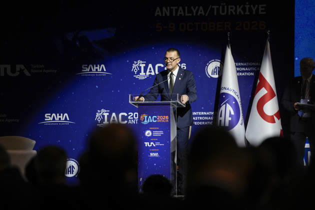 Space agency heads convene for a special session as part of IAC in Antalya ANTALYA, TURKIYE - OCTOBER 5: President of the Turkish Space Agency (TUA) Yusuf Kirac, delivers a speech during the Space Agency Heads session held as part of the 77th International Astronautical Congress (IAC) at the NEST Congress Center in Antalya, Turkiye, on October 5, 2026. The congress is organized by the International Astronautical Federation (IAF), coordinated by the Turkish Ministry of Industry and Technology, and co-hosted by the Turkish Space Agency (TUA) and SAHA Istanbul. Osmancan Gurdogan Anadolu Antalya Turkey. Editorial use only. Please get in touch for any other usage.  Copyright: x2026xAnadoluxOsmancanxGurdoganx