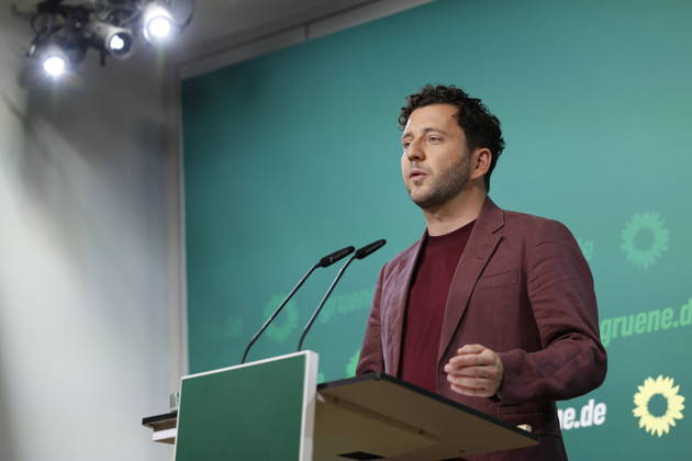 Felix Banaszak Co-Vorsitzender Bündnis 90 Die Grünen; Pressekonferenz 05.10.2026, am 05.10.2026 in Berlin, (Parteizentrale Bündnis 90 Die Grünen), Deutschland