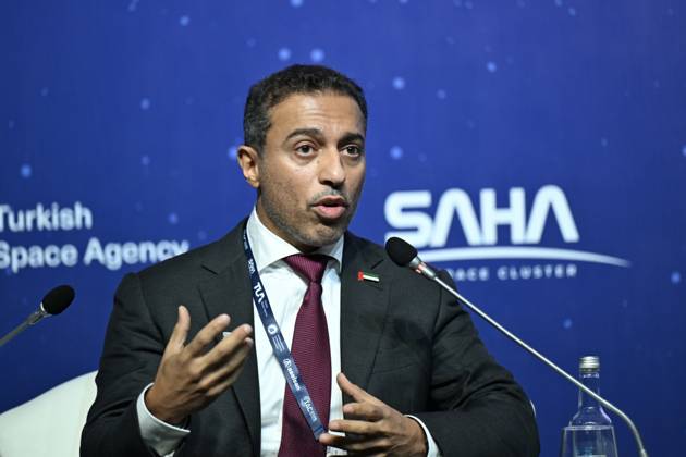 Ministerial Roundtable during the 77th International Astronautical Congress in Antalya ANTALYA, TURKIYE - OCTOBER 05: Minister of Sports and Chairman of the UAE Space Agency Dr. Ahmad Belhoul Al Falasi speaks as he attends the Ministerial Roundtable during the 77th International Astronautical Congress (IAC) at the NEST Convention Center in Antalya, Turkiye on October 05, 2026. Organized by the International Astronautical Federation (IAF), coordinated by the Turkish Ministry of Industry and Technology, and co-hosted by the Turkish Space Agency (TUA) and SAHA Istanbul, the global summit addresses critical topics in the space sector. Berke Bayur Anadolu Antalya Turkey. Editorial use only. Please get in touch for any other usage.  Copyright: x2026xAnadoluxBerkexBayurx