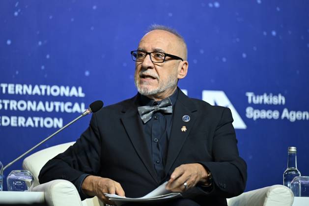 Ministerial Roundtable during the 77th International Astronautical Congress in Antalya ANTALYA, TURKIYE - OCTOBER 05: Secretary of State for Science, Innovation and Universities of Spain Juan Cruz Cigudosa speaks as he attends the Ministerial Roundtable during the 77th International Astronautical Congress (IAC) at the NEST Convention Center in Antalya, Turkiye on October 05, 2026. Organized by the International Astronautical Federation (IAF), coordinated by the Turkish Ministry of Industry and Technology, and co-hosted by the Turkish Space Agency (TUA) and SAHA Istanbul, the global summit addresses critical topics in the space sector. Berke Bayur Anadolu Antalya Turkey. Editorial use only. Please get in touch for any other usage.  Copyright: x2026xAnadoluxBerkexBayurx