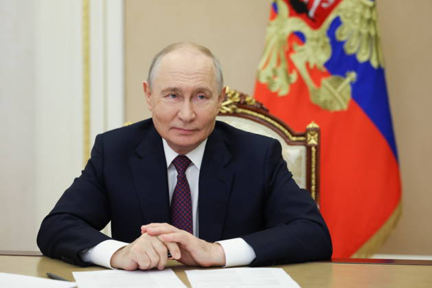 RUSSIA, MOSCOW - OCTOBER 5, 2026: Russian President Vladimir Putin attends via a video link the opening of the Point of Future Education Complex in Yakutsk. Vyacheslav Prokofyev Russian Presidential Press and Information Office TASS 98834190