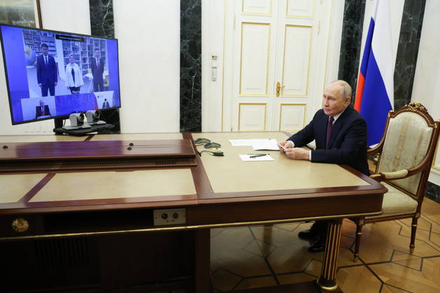 RUSSIA, MOSCOW - OCTOBER 5, 2026: Russian President Vladimir Putin attends via a video link the opening of the Point of Future Education Complex in Yakutsk Moscow Russia - ZUMAt113 20261005_zaa_t113_148 Copyright: xVyacheslavxProkofyevx
