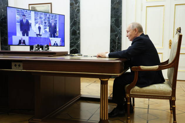 RUSSIA, MOSCOW - OCTOBER 5, 2026: Russian President Vladimir Putin attends via a video link the opening of the Point of Future Education Complex in Yakutsk Moscow Russia  - ZUMAt113 20261005_zaa_t113_150 Copyright: xVyacheslavxProkofyevx