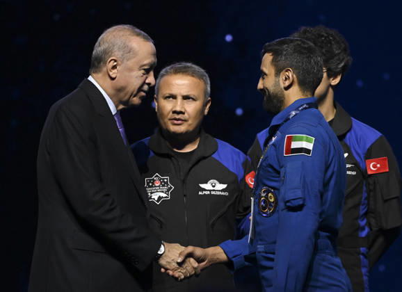 Turkish President Recep Tayyip Erdogan ANTALYA, TURKIYE - OCTOBER 05: Turkish President Recep Tayyip Erdogan attends the opening of the International Astronautical Congress at the NEST Congress Center, on October 05, 2026 in Antalya, Turkiye. Utku Ucrak Anadolu Antalya Turkey. Editorial use only. Please get in touch for any other usage.  Copyright: x2026xAnadoluxUtkuxUcrakx