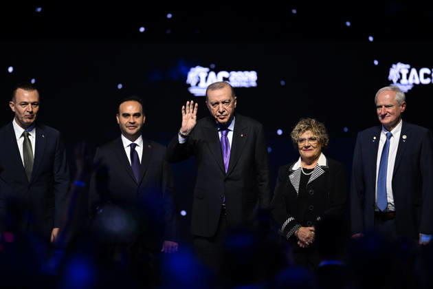Turkish President Recep Tayyip Erdogan ANTALYA, TURKIYE - OCTOBER 5: Turkish President Recep Tayyip Erdogan attends opening ceremony of 77th International Astronautical Congress at NEST Congress and Exhibition Centre in Antalya, Turkiye on October 5, 2026. Turkish Minister of Industry and Technology Mehmet Fatih Kacir also attended the ceremony. Muhammed Abdullah Kurtar Anadolu Antalya Turkey. Editorial use only. Please get in touch for any other usage.  Copyright: x2026xAnadoluxMuhammedxAbdullahxKurtarx