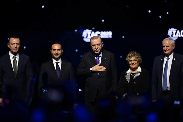 Turkish President Recep Tayyip Erdogan ANTALYA, TURKIYE - OCTOBER 5: Turkish President Recep Tayyip Erdogan attends opening ceremony of 77th International Astronautical Congress at NEST Congress and Exhibition Centre in Antalya, Turkiye on October 5, 2026. Turkish Minister of Industry and Technology Mehmet Fatih Kacir also attended the ceremony. Muhammed Abdullah Kurtar Anadolu Antalya Turkey. Editorial use only. Please get in touch for any other usage.  Copyright: x2026xAnadoluxMuhammedxAbdullahxKurtarx