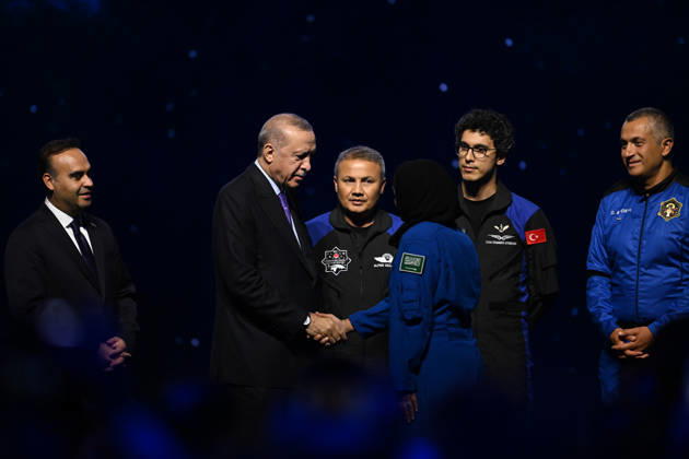 Turkish President Recep Tayyip Erdogan ANTALYA, TURKIYE - OCTOBER 5: Turkish President Recep Tayyip Erdogan attends opening ceremony of 77th International Astronautical Congress at NEST Congress and Exhibition Centre in Antalya, Turkiye on October 5, 2026. Turkish Minister of Industry and Technology Mehmet Fatih Kacir, Turkiye s first astronaut, Brigadier General Alper Gezeravci and its second astronaut, Tuva Cihangir Atasever also attended the ceremony. Muhammed Abdullah Kurtar Anadolu Antalya Turkey. Editorial use only. Please get in touch for any other usage.  Copyright: x2026xAnadoluxMuhammedxAbdullahxKurtarx