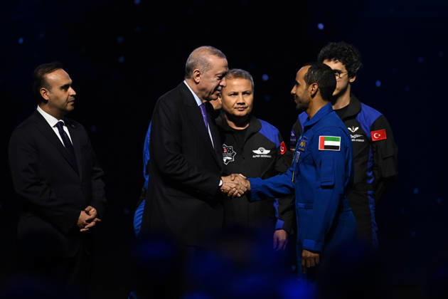 Turkish President Recep Tayyip Erdogan ANTALYA, TURKIYE - OCTOBER 5: Turkish President Recep Tayyip Erdogan attends opening ceremony of 77th International Astronautical Congress at NEST Congress and Exhibition Centre in Antalya, Turkiye on October 5, 2026. Turkish Minister of Industry and Technology Mehmet Fatih Kacir, Turkiye s first astronaut, Brigadier General Alper Gezeravci and its second astronaut, Tuva Cihangir Atasever also attended the ceremony. Muhammed Abdullah Kurtar Anadolu Antalya Turkey. Editorial use only. Please get in touch for any other usage.  Copyright: x2026xAnadoluxMuhammedxAbdullahxKurtarx