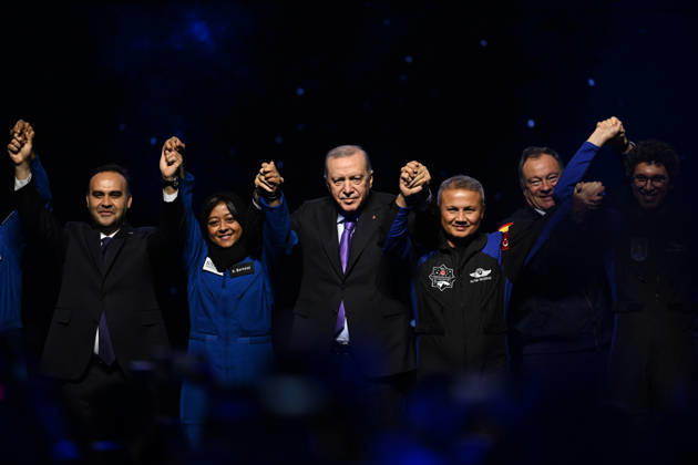 Turkish President Recep Tayyip Erdogan ANTALYA, TURKIYE - OCTOBER 5: Turkish President Recep Tayyip Erdogan attends opening ceremony of 77th International Astronautical Congress at NEST Congress and Exhibition Centre in Antalya, Turkiye on October 5, 2026. Turkish Minister of Industry and Technology Mehmet Fatih Kacir, Turkiye s first astronaut, Brigadier General Alper Gezeravci and its second astronaut, Tuva Cihangir Atasever also attended the ceremony. Muhammed Abdullah Kurtar Anadolu Antalya Turkey. Editorial use only. Please get in touch for any other usage.  Copyright: x2026xAnadoluxMuhammedxAbdullahxKurtarx