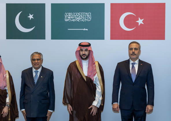 Turkish ministers Fidan and Guler in Riyadh RIYADH, SAUDI ARABIA - OCTOBER 05: Turkish Foreign Minister Hakan Fidan (R) and Turkish Minister of National Defense Yasar Guler (not seen) attend a meeting of the Strategic Political and Defense Committee, established under the Mecca Joint Defense Agreement, in Riyadh, Saudi Arabia on October 05, 2026. Mustafa Hatipoglu Anadolu Riyadh Saudi Arabia. Editorial use only. Please get in touch for any other usage.  Copyright: x2026xAnadoluxMustafaxHatipoglux