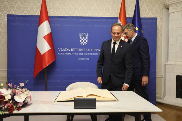 Croatian PM Plenkovic meets Swiss Council of States Croatian Prime Minister Andrej Plenkovic met with Swiss Council of States President Stefan Engler on October 5, 2026, in Zagreb, Croatia, at the Banski Dvori government offices.  SlavkoxMidzor PIXSELL