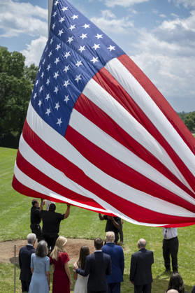 October 5, 2026, Washington, Dc, United States of America: An American flag is raised on a newly installed flagpole on the South Lawn of the White House as U.S. President Donald Trump, family members and guests look on, June 18, 2025 in Washington, D.C. The flag was raised on one of two new flagpoles Trump had installed on the North and South Lawns of the White House, which he said he paid for personally. Washington United States of America - ZUMAp138 20261005_zaa_p138_087 Copyright: xMollyxRiley WhitexHousex