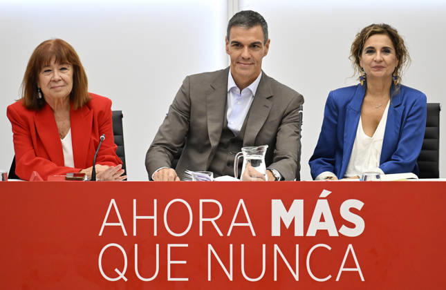 Spanish Prime Minister Pedro Sanchez announces early elections for November 29 MADRID, SPAIN - OCTOBER 05: Spanish Prime Minister Pedro Sanchez (C) leads a meeting of the Federal Executive Board of the Spanish Socialist Workers Party (PSOE) at the party s headquarters in Madrid, Spain on October 05, 2026, following the decision to hold early general elections. Burak Akbulut Anadolu Madrid Spain. Editorial use only. Please get in touch for any other usage.  Copyright: x2026xAnadoluxBurakxAkbulutx
