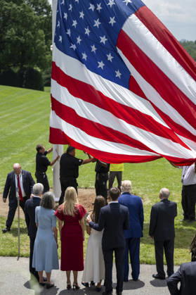 October 5, 2026, Washington, Dc, United States of America: An American flag is raised on a newly installed flagpole on the South Lawn of the White House as U.S. President Donald Trump, family members and guests look on, June 18, 2025 in Washington, D.C. The flag was raised on one of two new flagpoles Trump had installed on the North and South Lawns of the White House, which he said he paid for personally. Washington United States of America - ZUMAp138 20261005_zaa_p138_069 Copyright: xMollyxRiley WhitexHousex