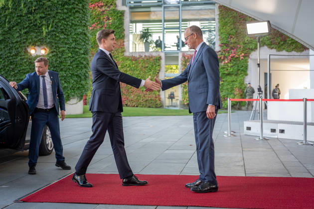 Bundeskanzleramt, Besuch, Premierminister, Litauen, Mindaugas Sinkevicius Berlin, Bundeskanzleramt, Begrüßung, Premierminister, Litauen, Mindaugas Sinkevicius, Friedrich Merz, Bundeskanzler Berlin Berlin GER