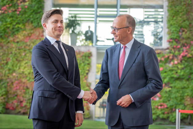 Bundeskanzleramt, Besuch, Premierminister, Litauen, Mindaugas Sinkevicius Berlin, Bundeskanzleramt, Begrüßung, Premierminister, Litauen, Mindaugas Sinkevicius, Friedrich Merz, Bundeskanzler Berlin Berlin GER