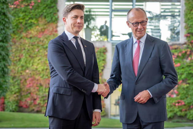 Bundeskanzleramt, Besuch, Premierminister, Litauen, Mindaugas Sinkevicius Berlin, Bundeskanzleramt, Begrüßung, Premierminister, Litauen, Mindaugas Sinkevicius, Friedrich Merz, Bundeskanzler Berlin Berlin GER