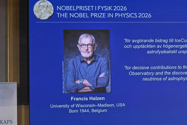Francis Halzen is announced as the recipient of the 2026 Nobel Prize in Physics during a press conference at the Royal Swedish Academy of Sciences in Stockholm, Sweden, on October 6, 2026 STOCKHOLM SWEDEN x10430x  Copyright: xChristinexOlsson TTx SWEDEN NOBEL PRIZE 2026 PHYSICS JZcWzjTy8gU