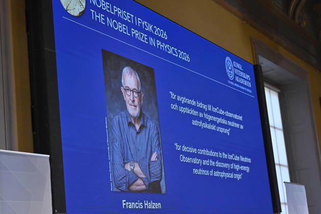 Francis Halzen is announced as the recipient of the 2026 Nobel Prize in Physics during a press conference at the Royal Swedish Academy of Sciences in Stockholm, Sweden, on October 6, 2026 STOCKHOLM SWEDEN x10430x  Copyright: xChristinexOlsson TTx SWEDEN NOBEL PRIZE 2026 PHYSICS Pk-K48WcJ5g
