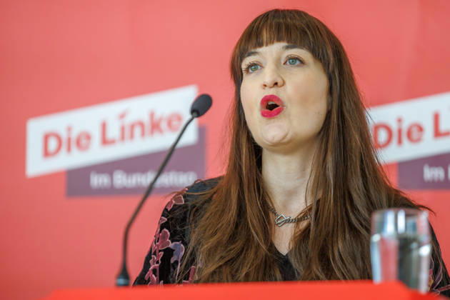 Statement Die Linke Heidi Reichinnek bei einem Statement Die Linke am 06.10.26 in Berlin. Berlin Berlin Deutschland Reichstag