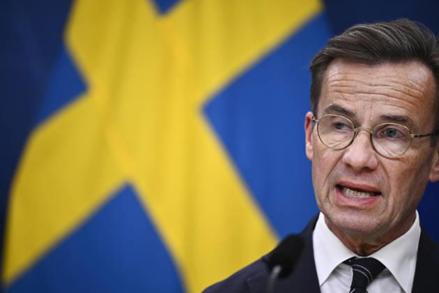 STOCKHOLM, SWEDEN 20261006 Prime Minister Ulf Kristersson (M) holds a press briefing on the security situation together with Foreign Minister Maria Malmer Stenergard (M), Defense Minister Pal Jonson (M), and Minister of Justice Gunnar Strömmer (M) (not pictured). STOCKHOLM, SWEDEN x10080x  Copyright: xFredrikxSandberg TTx REGERINGEN OM SÄKERHETSLÄGET CxykJXGnttU
