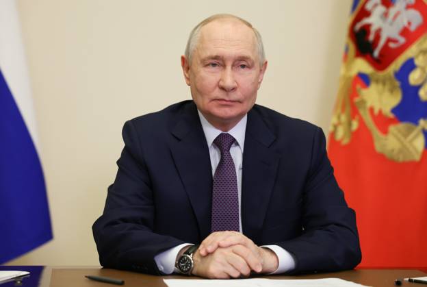 Russia Putin Energy Storage Systems 9258557 06.10.2026 Russian President Vladimir Putin holds a meeting via video link on the development of energy storage systems at the Novo-Ogaryovo state residence, outside Moscow, Russia. Vyacheslav Prokofiev Sputnik Novo-Ogaryovo Russia  Copyright: xVyacheslavxProkofievx